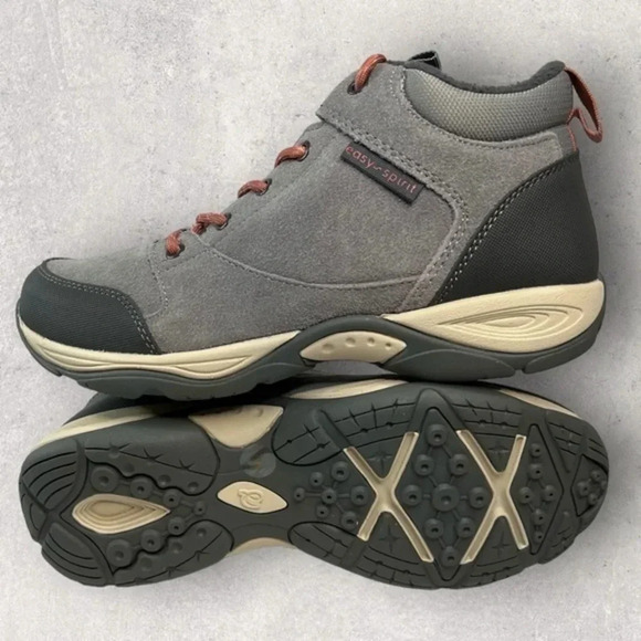 Easy Spirit Shoes - Women Easy Spirit Ehike Gray Suede Mid-Top Lace-Up Hiker Bootie 7.5 & 8